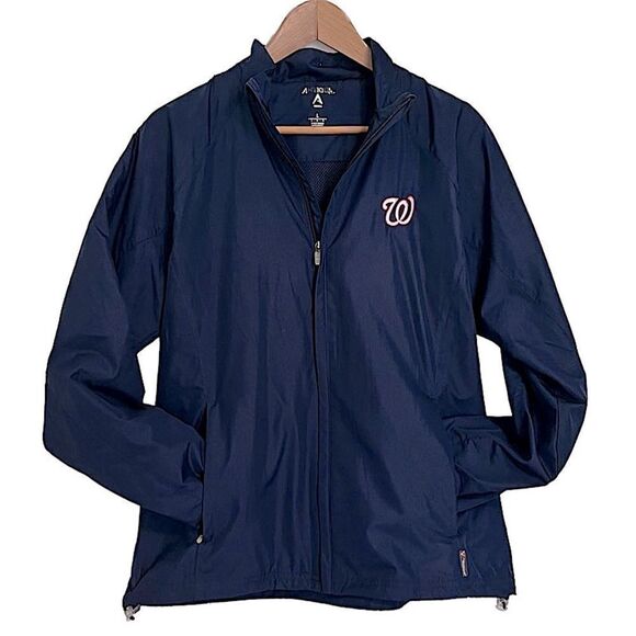 Washington Nationals Lightweight Full Zip Jacket Women’s Large Navy Blue - Picture 1 of 16